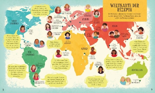 Buchcover und Innenansicht für das Buch: Familienrezepte aus aller Welt -  kinderleicht gemeinsam kochen