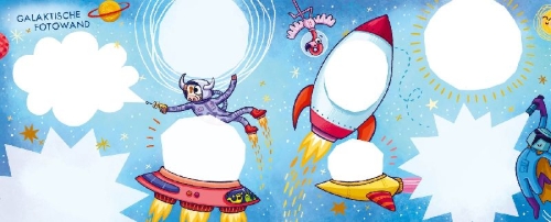 Buchcover und Innenansicht für das Buch: Weltraumstarke Freunde - Das Freundebuch