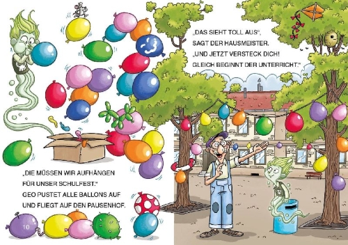 Buchcover und Innenansicht für das Buch: Leselöwen 1. Klasse - Ein Gespenst auf dem Schulhof