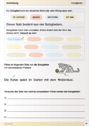 Buchcover und Innenansicht für das Buch: Mein Grammatikheft 3/4 für die 3. und 4. Klasse