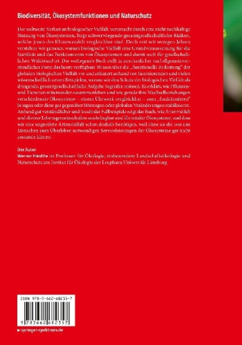 Buchcover und Innenansicht für das Buch: Biodiversität, Ökosystemfunktionen und Naturschutz
