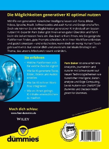 Buchcover und Innenansicht für das Buch: Generative KI für Dummies