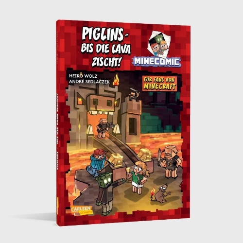 Buchcover und Innenansicht für das Buch: Piglins - bis die Lava zischt! - Für Fans von Minecraft