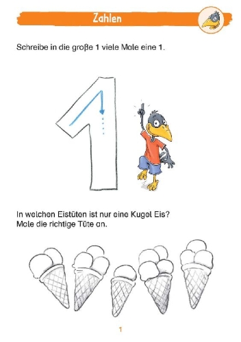 Buchcover und Innenansicht für das Buch: Mein Matheblock mit Rabe Linus - 1. Klasse