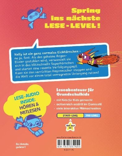 Buchcover und Innenansicht für das Buch: Supersquirrel and the Crazy Rain Maker
