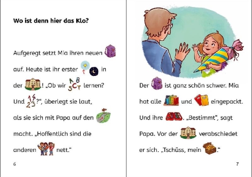 Buchcover und Innenansicht für das Buch: Bildermaus - Ein Tiger in der Schule?