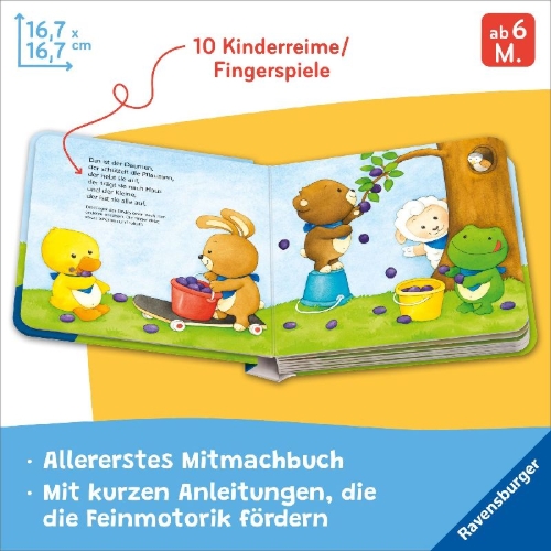Buchcover und Innenansicht für das Buch: Fingerspiele für Klitzekleine