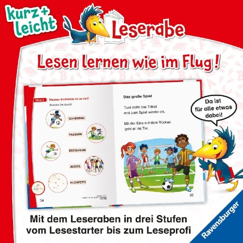 Buchcover und Innenansicht für das Buch: Leserabe 1. Lesestufe Kurz und leicht - Tonis magisches Fußball-Trikot