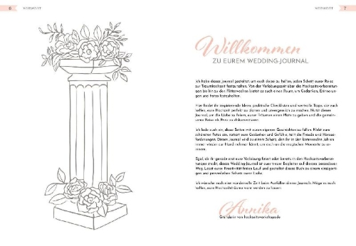 Buchcover und Innenansicht für das Buch: Unser Hochzeitsplaner - Wedding Planer und Erinnerungsalbum