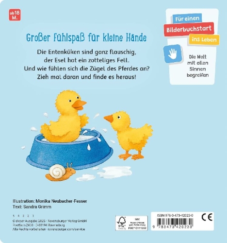 Buchcover und Innenansicht für das Buch: Mein großes Fühlbuch: Meine Lieblingstiere, Spielbuch ab 18 Monaten, Bilderbuch, Entdeckerbuch