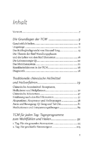 Buchcover und Innenansicht für das Buch: TCM für jeden Tag. Entspannt und gesund durch die Woche