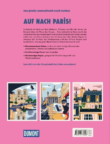 Buchcover und Innenansicht für das Buch: Paris - Das große Ausmalbuch nach Zahlen