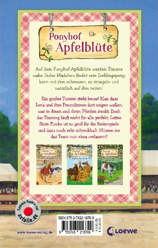 Buchcover und Innenansicht für das Buch: Ponyhof Apfelblüte (Band 23) - Lotte gibt nicht auf