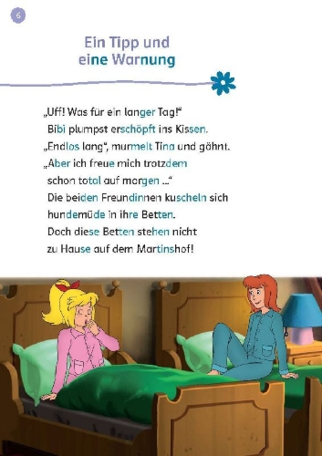 Buchcover und Innenansicht für das Buch: Lesefuchs Bibi & Tina: Pferde-Abenteuer am Meer Lesestufe 2