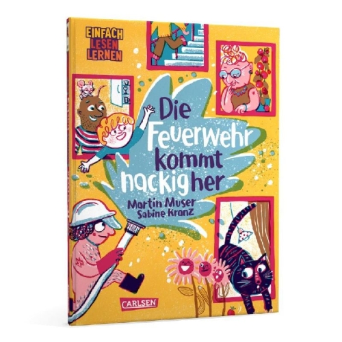 Buchcover und Innenansicht für das Buch: Die Feuerwehr kommt nackig her