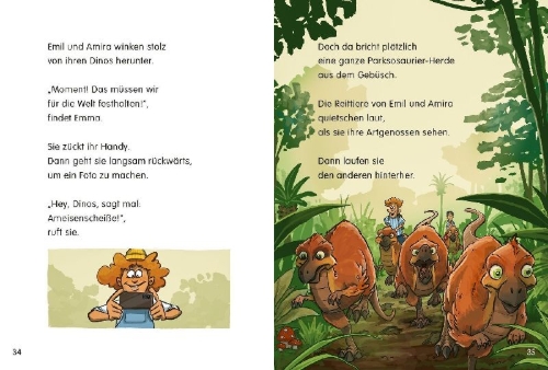 Buchcover und Innenansicht für das Buch: Klassenfahrt zum Dinopark