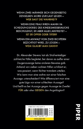 Buchcover und Innenansicht für das Buch: Aussage gegen Aussage