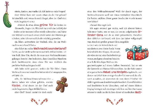 Buchcover und Innenansicht für das Buch: Die Weihnachtswunschmaschine