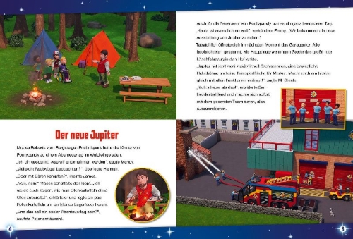 Buchcover und Innenansicht für das Buch: Feuerwehrmann Sam: Noch 5 Minuten bis zum Schlafengehen