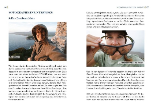 Buchcover und Innenansicht für das Buch: Reisefotografie - Vorbereitung, Ausrüstung, Motivwahl, Bildgestaltung und -bearbeitung