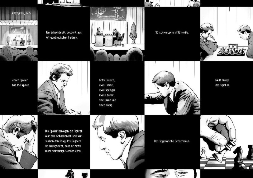 Buchcover und Innenansicht für das Buch: Black and White. The Rise and Fall of Bobby Fischer