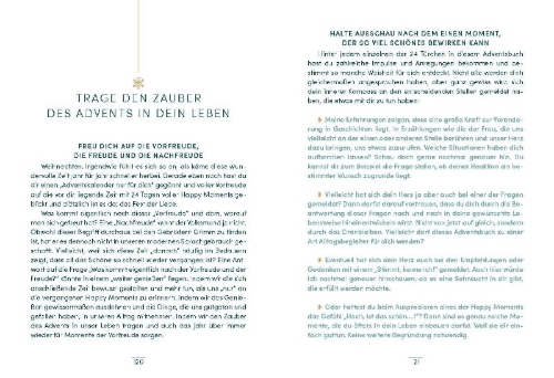 Buchcover und Innenansicht für das Buch: Dein Advent - 24 Glücksmomente nur für dich