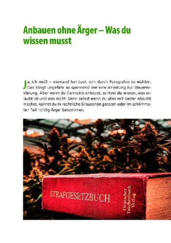 Buchcover und Innenansicht für das Buch: Cannabis zu Hause anbauen für Anfänger