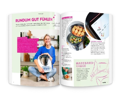 Buchcover und Innenansicht für das Buch: mein ZauberTopf Einfach lecker! Bye-bye Bauchfett - Das 30-Tage-Programm