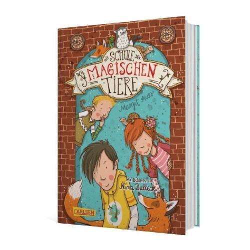 Buchcover und Innenansicht für das Buch: Die Schule der magischen Tiere 01