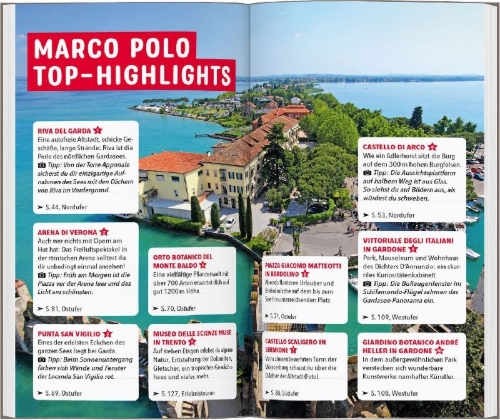 Buchcover und Innenansicht für das Buch: MARCO POLO Reiseführer Gardasee