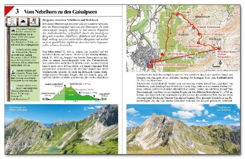 Buchcover und Innenansicht für das Buch: Lieblings-Wanderungen rund um Oberstdorf