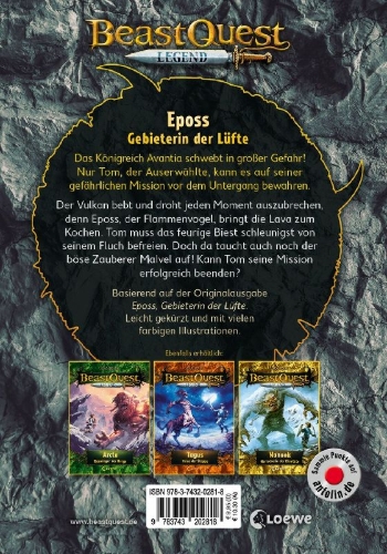 Buchcover und Innenansicht für das Buch: Beast Quest Legend (Band 6) - Eposs, Gebieterin der Lüfte