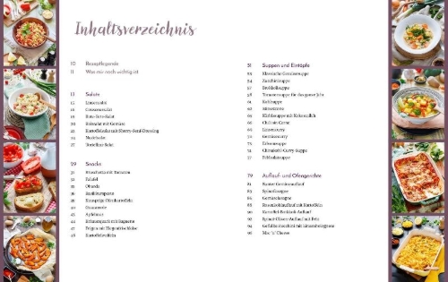 Buchcover und Innenansicht für das Buch: Emmi kocht einfach: 75 vegetarische Rezepte