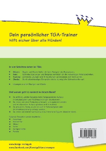 Buchcover und Innenansicht für das Buch: Königs Fitness: Textgebundener Aufsatz - TGA - Klasse 8-10 - Realschule - Deutsch