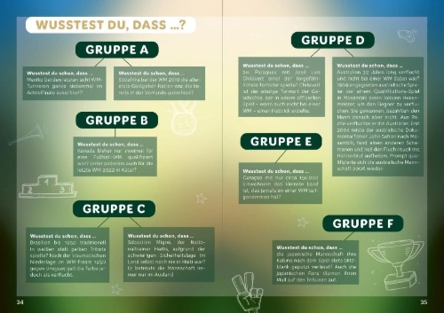 Buchcover und Innenansicht für das Buch: WM-Fieber 2026 - Das große Mitmachbuch