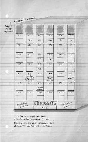 Buchcover und Innenansicht für das Buch: Hotel Ambrosia - Du. Entkommst. Nicht.