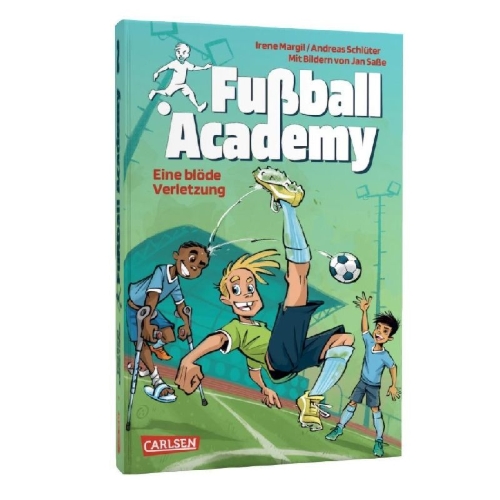 Buchcover und Innenansicht für das Buch: Fußball Academy 2: Eine blöde Verletzung