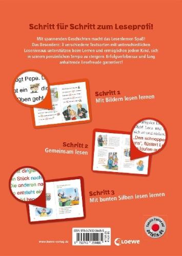 Buchcover und Innenansicht für das Buch: Lesenlernen in 3 Schritten - Die schönsten Polizeigeschichten