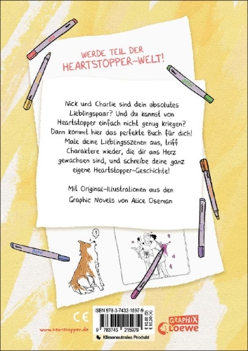 Buchcover und Innenansicht für das Buch: The Heartstopper Colouring Book