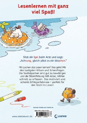 Buchcover und Innenansicht für das Buch: Leselöwen - Die lustigsten Witze zum Lesenlernen