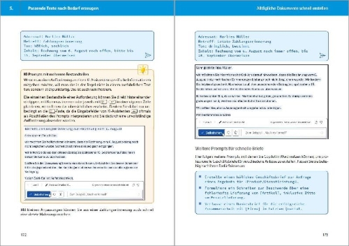 Buchcover und Innenansicht für das Buch: KI mit Office und Microsoft 365 - Das Praxisbuch