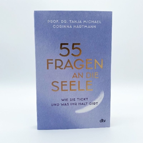 Buchcover und Innenansicht für das Buch: 55 Fragen an die Seele