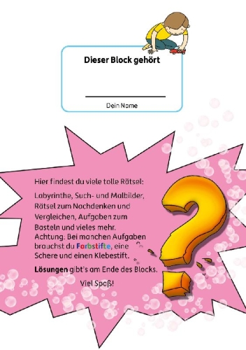 Buchcover und Innenansicht für das Buch: Rätselblock ab 3 Jahre, Band 2
