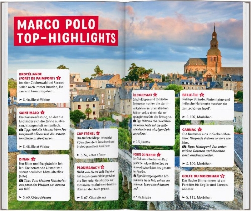 Buchcover und Innenansicht für das Buch: MARCO POLO Reiseführer Bretagne