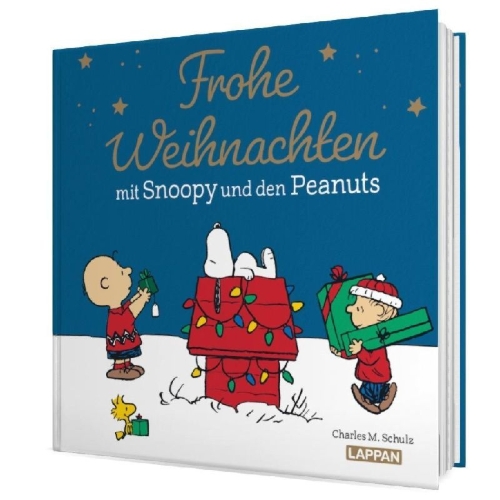 Buchcover und Innenansicht für das Buch: Peanuts Geschenkbuch: Frohe Weihnachten mit Snoopy und den Peanuts