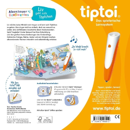 Buchcover und Innenansicht für das Buch: tiptoi® Abenteuer Großwerden - Liv geht aufs Töpfchen