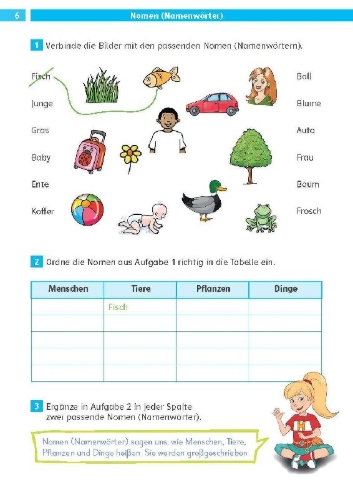 Buchcover und Innenansicht für das Buch: Die Deutsch-Helden Grammatik 2. Klasse