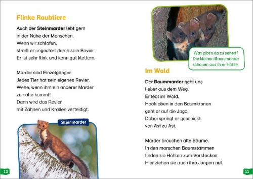 Buchcover und Innenansicht für das Buch: WAS IST WAS Erstes Lesen easy! Band 17. Tiere in der Nacht