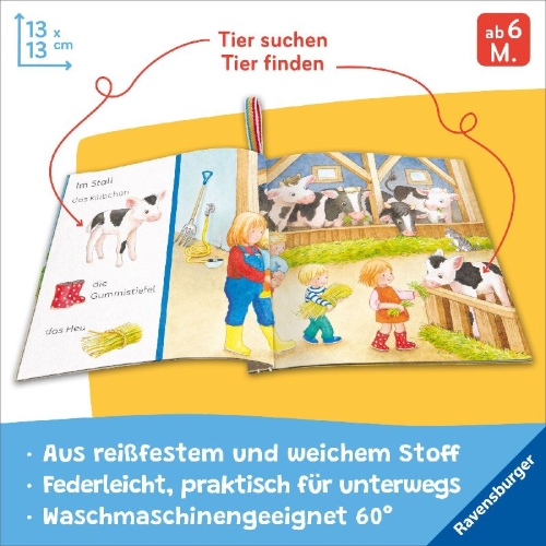 Buchcover und Innenansicht für das Buch: Mein Knuddel-Knautsch-Buch - Sachen suchen. Mein Bauernhof