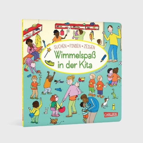 Buchcover und Innenansicht für das Buch: Wimmelspaß in der Kita